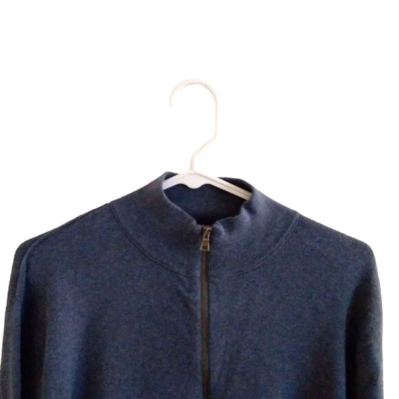 BANANA REPUBLIC men's large thin powder blue full zip cardigan sweater jacket - Picture 2 of 7